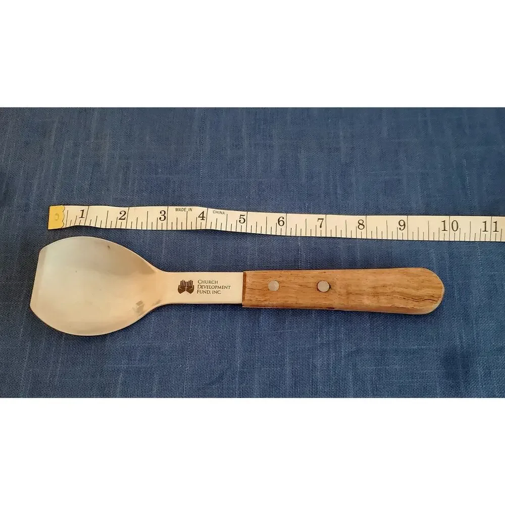 Vintage Stainless Steel Ice Cream Spade Scraper Wooden Handle Advertising